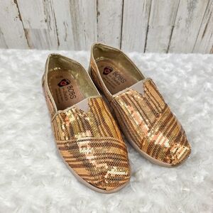 Bobs Gold Sequin Alpargata Flats Size 10